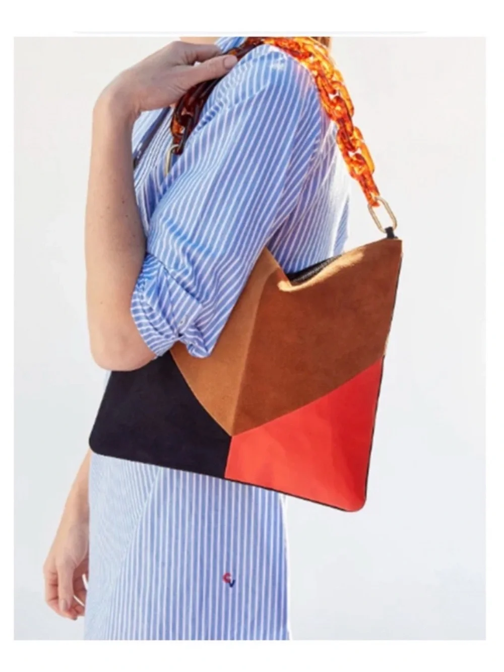 Clare V Fold over color block clutch